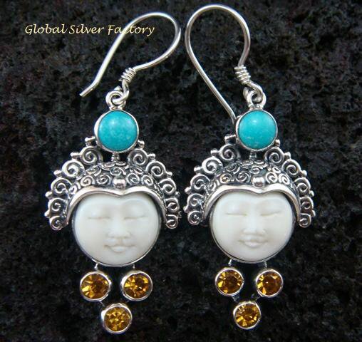 Sterling Silver & Mixed Gems Goddess Earrings GDE-909-KA