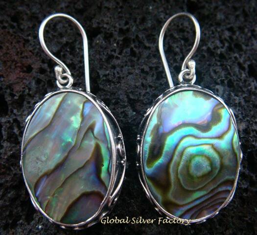 925 Silver Oval Paua Shell Designer Earrings ER-502-KT