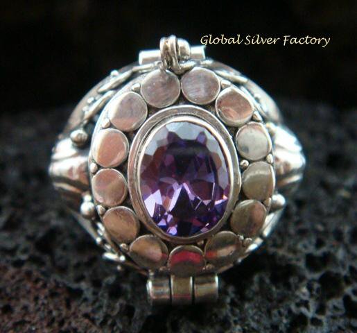 925 Silver Amethyst Poison Ring LR-550-KA