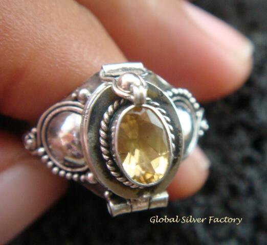 Silver & Citrine Locket Ring LR-539-KT