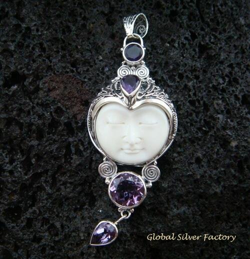 Sterling Silver & Four Amethyst Goddess Pendant GDP-943-PS