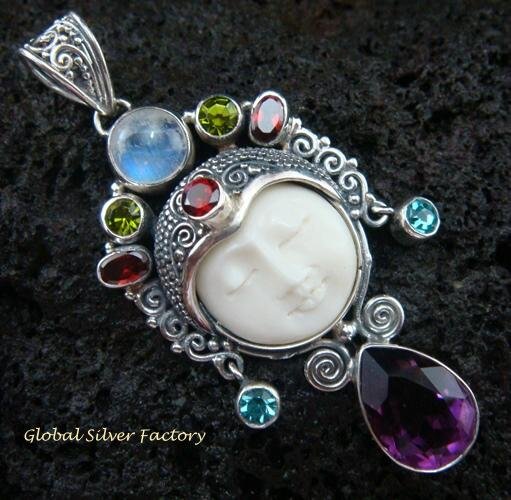 Sterling Silver & Multi Gems Goddess Pendant GDP-891-KA