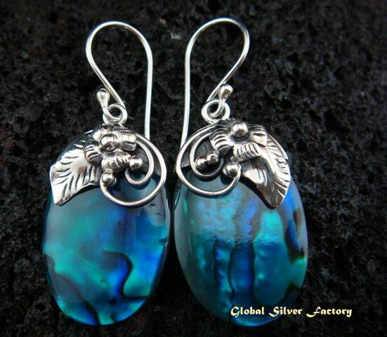 925 Silver Paua Shell Earrings ER-452-NY