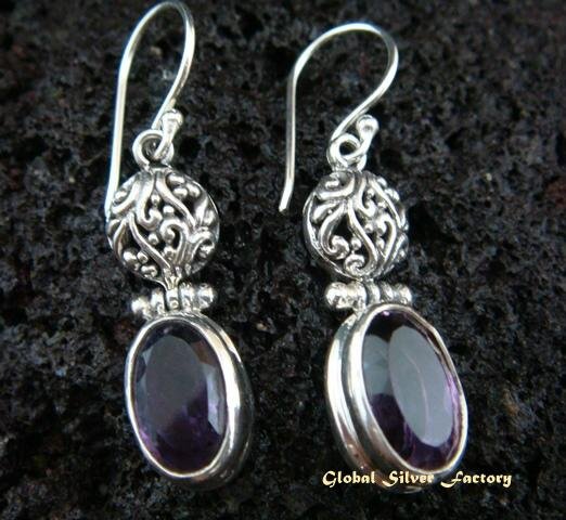 925 Silver & Amethyst Drop Earrings ER-445-NY