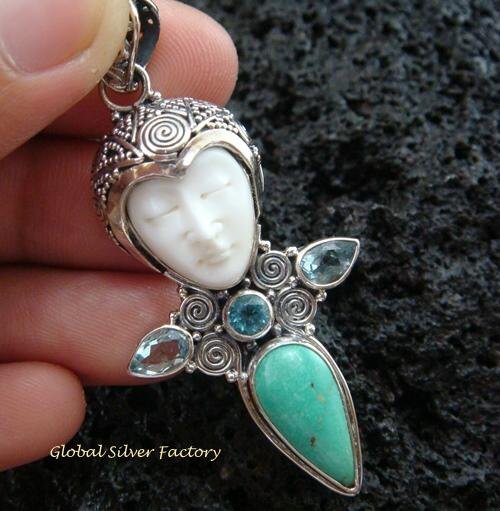 925 Silver & Turquoise Goddess Pendant GDP-937-PS