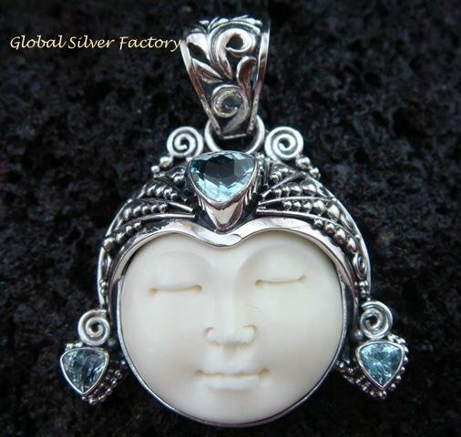 Sterling Silver Blue Topaz Goddess Pendant GDP-971-KT