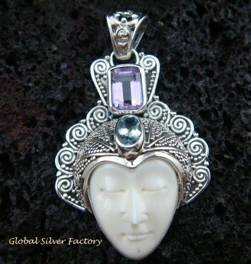 925 Silver Amethyst & Topaz Goddess Pendant GDP-948-PS