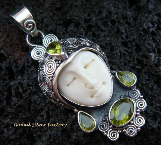 Sterling Silver & Peridot Goddess Pendant GDP-881-KT