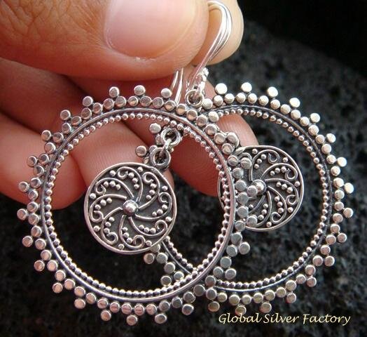 Sterling Silver Round Filigree Earrings SE-146-KT