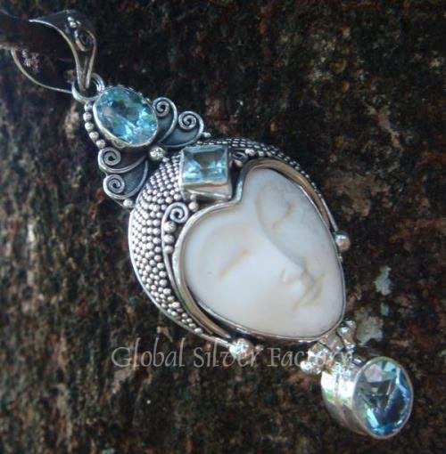925 Silver Blue Topaz Goddess Pendant GDP-110-KT