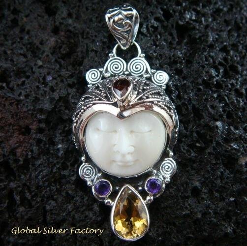 925 Silver & Multi Gems Goddess Pendant GDP-982-PS