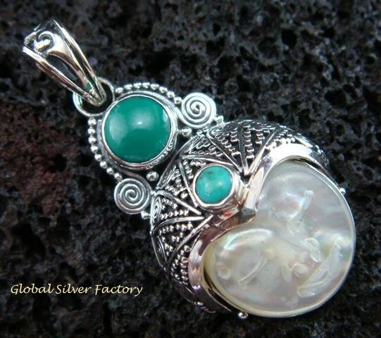 925 Silver Mop & Turquoise Goddess Pendant GDP-999-PS