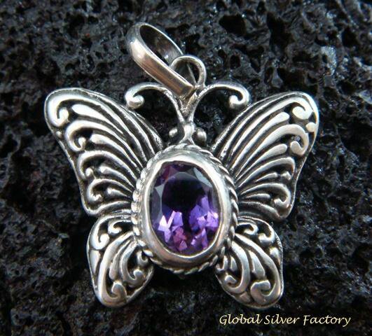 925 Silver & Amethyst Butterfly Pendant SP-476-KT