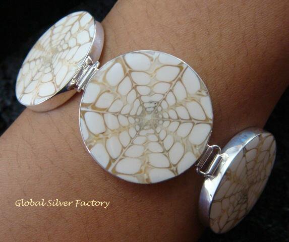 925 Silver & Screw Shell Simple Link Bracelet SBB-332-KT