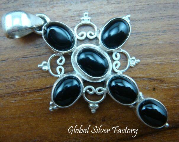 925 Silver Black Onyx Cross Pendant SP-291-NY