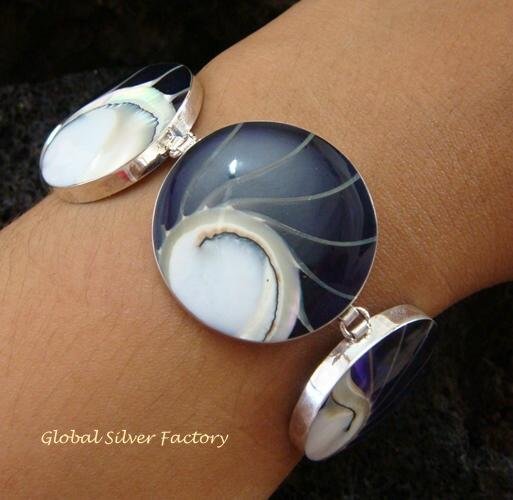 Sterling Silver Purple Shell Bracelet SBB-330-KT