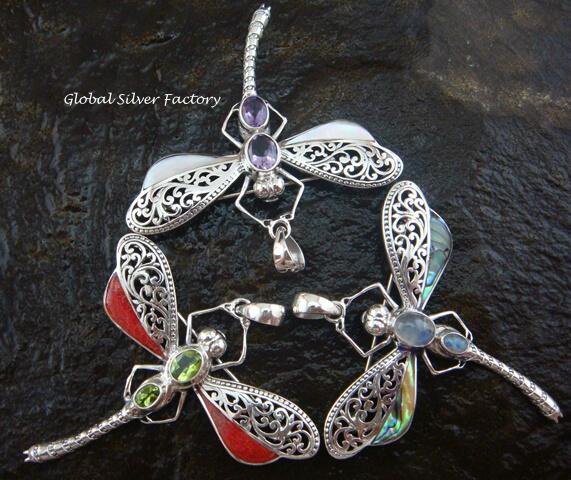 3 x Wholesale Bundle 925 Silver Dragonfly Brooch Pendant SSB-247-GSF