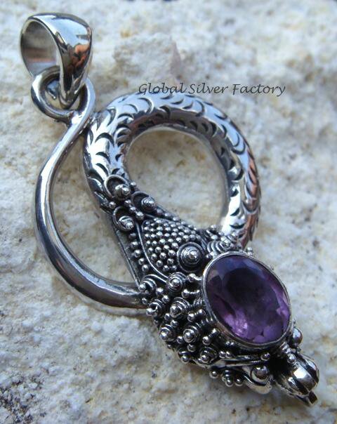 925 Silver Amethyst Snake Pendant SP-251-NY