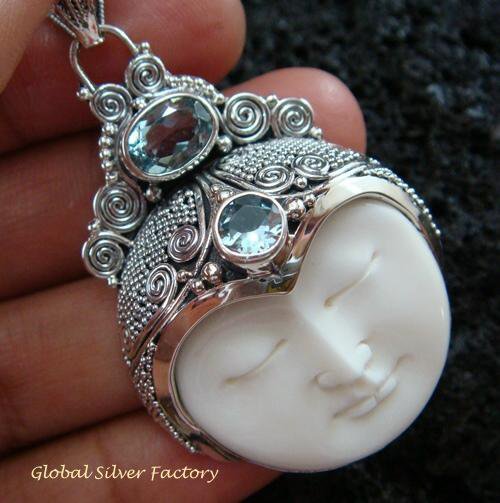 Sterling Silver & Blue Topaz Goddess Pendant GDP-994-PS