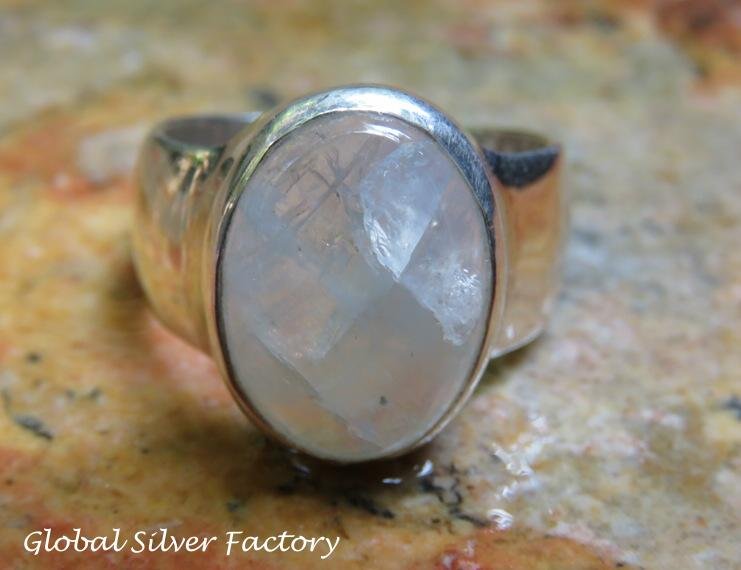 Sterling Silver and Rainbow Moonstone Ring RI-616-KT