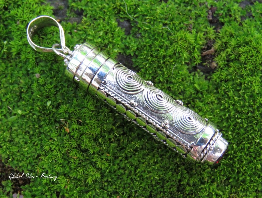 925 Silver and Garnet Spiral Design Cremation Pendant PP-518