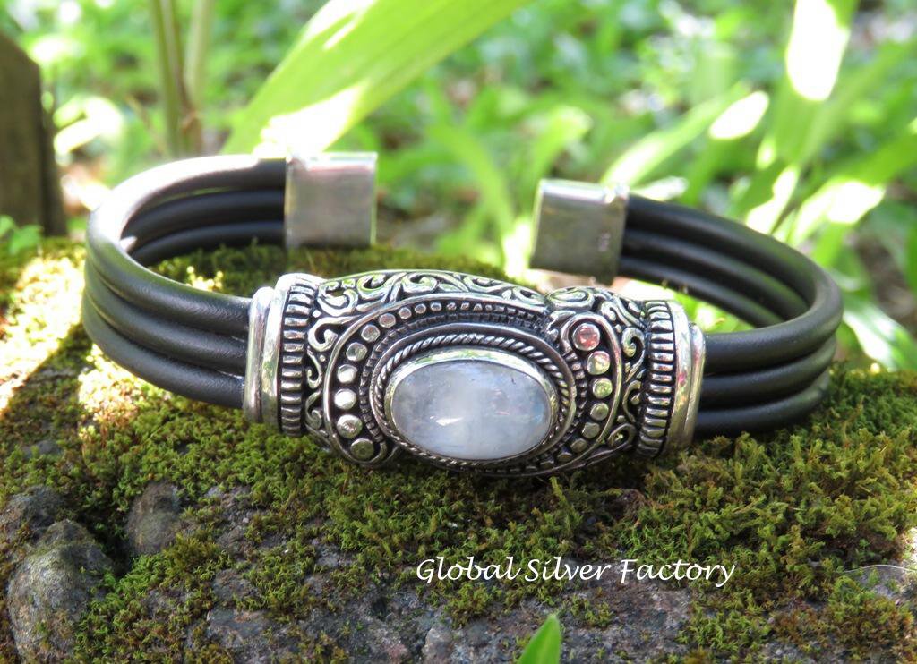 Rainbow Moonstone Gemstone Bangle SBB-488