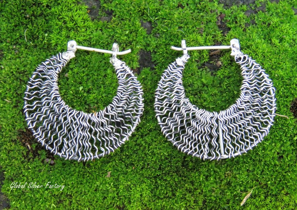 925 Silver Crazy Wire Hoop Earrings SE-284