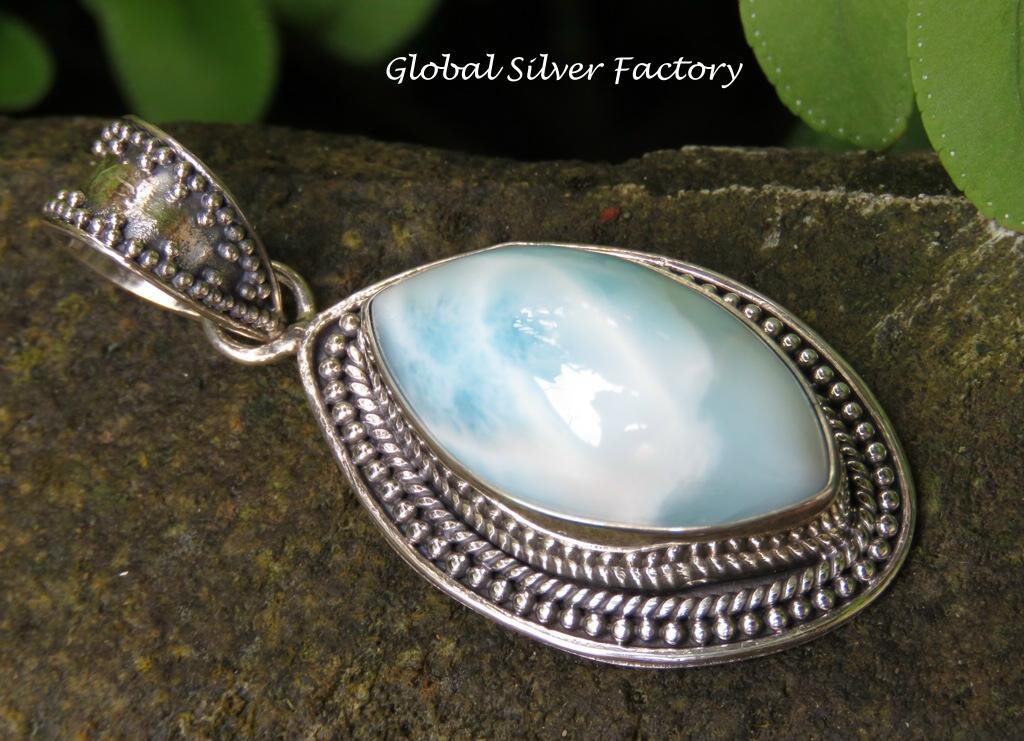 Marquise Shape Larimar Gemstone Pendant SP-852