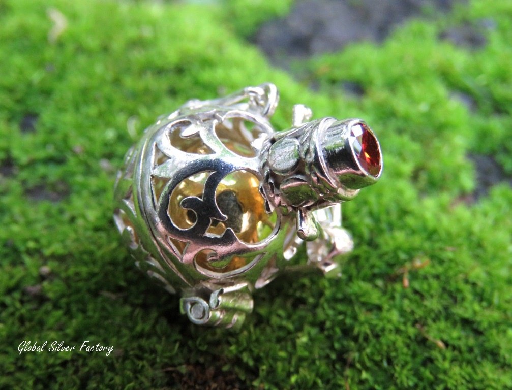 925 Silver and garnet Harmony Ball Pendant HB-420