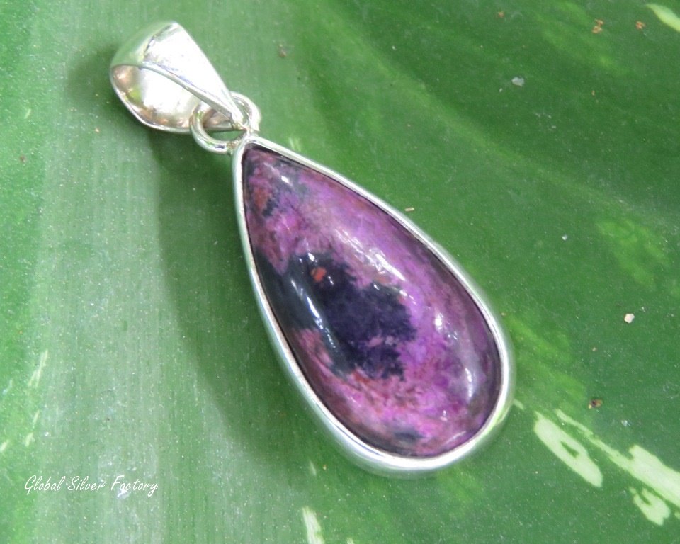 Sterling Silver and Teardrop Sugilite Pendant SP-876
