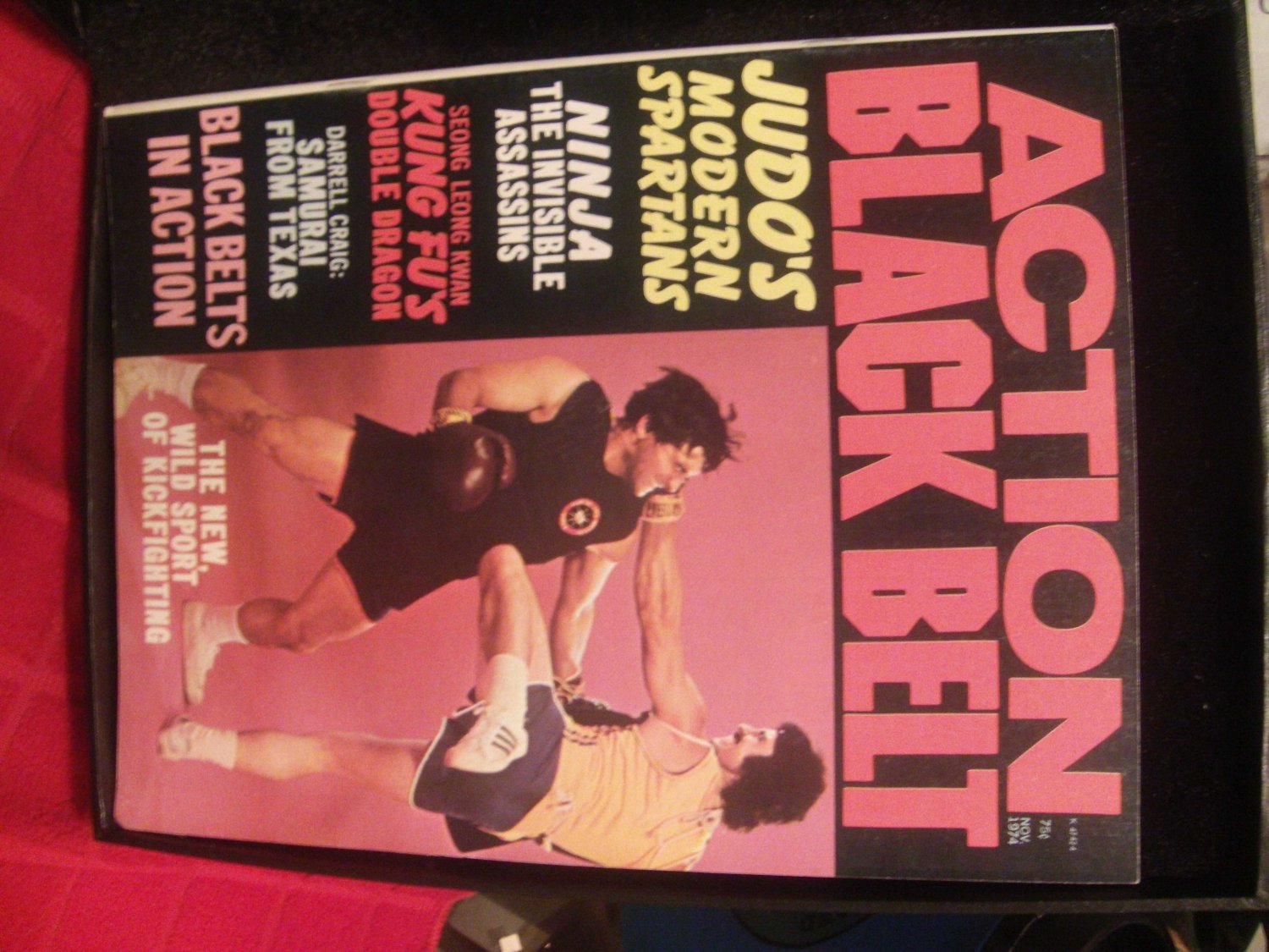 VINTAGE ACTION BLACK BELT NOVEMBER , 1974 NEW SPORT OF KICKFIGHTING