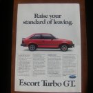 Ford Escort Turbo GT Vintage Magazine Advertisement