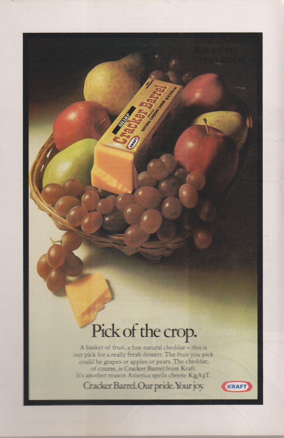 KRAFT CRACKER BARREL. OUR PRIDE. YOUR JOY. PICK OF THE CROP VINTAGE AD