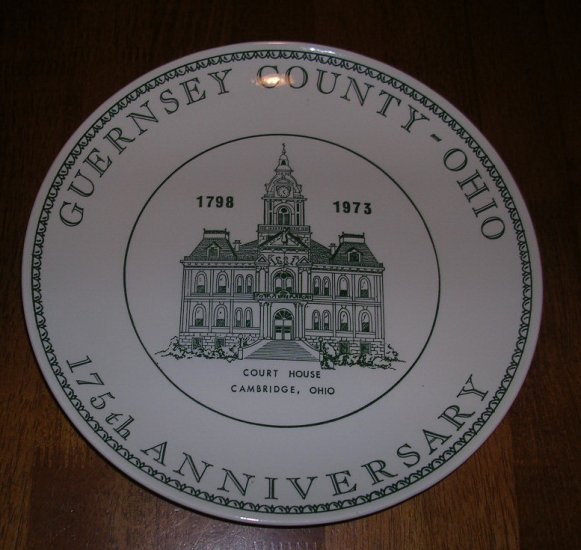 Guernsey County Ohio 175 Anniversary Commemorative Plate 1973 Cambridge Court House