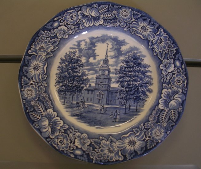 Liberty Blue Staffordshire Commemorative Plate - Philadelphia Independence Hall