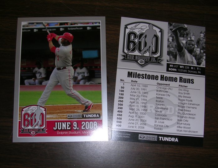 KEN GRIFFEY JR 600 HOME RUN CARD CINCINNATI REDS