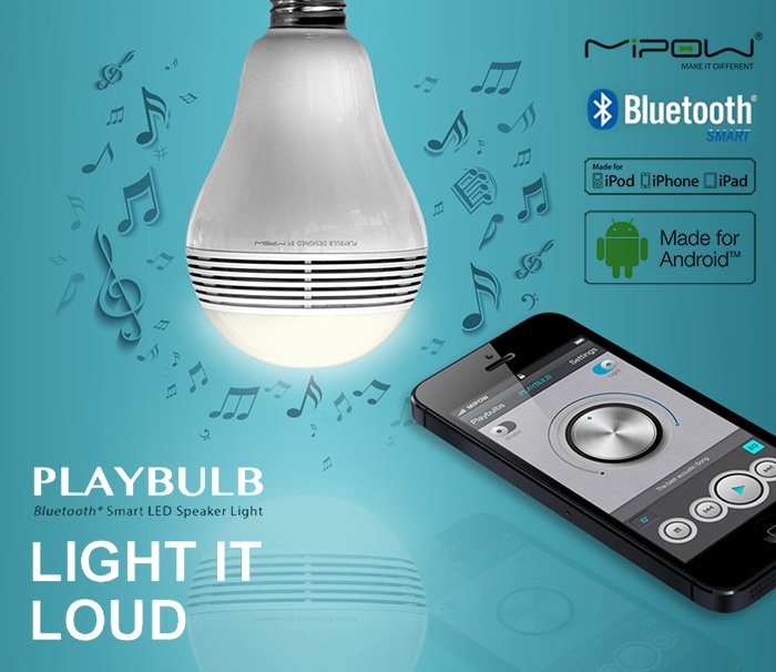 MiPOW Playbulb Wireless Bluetooth 4.0 Smart LED Light Bulb Speaker Apple Android