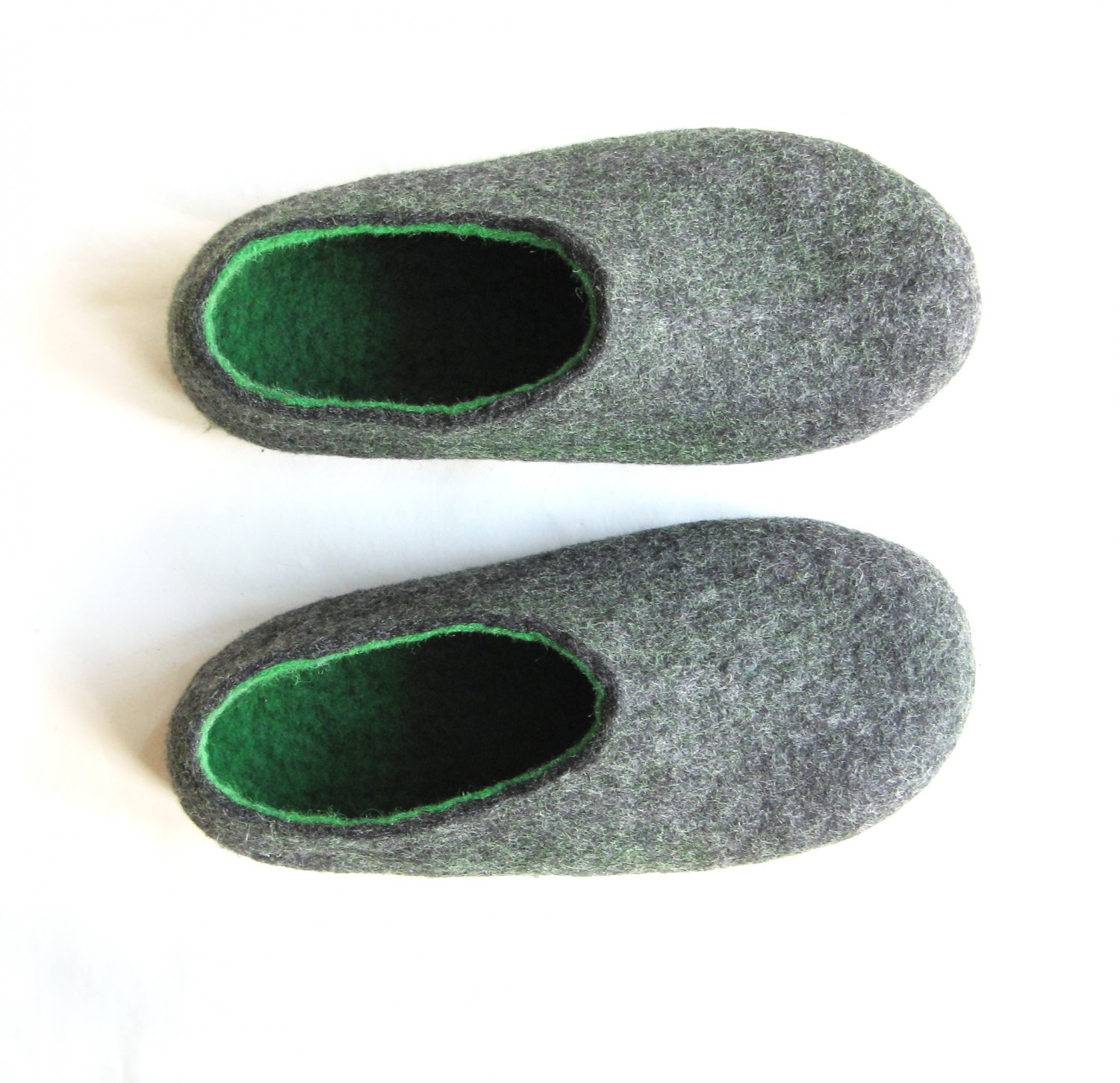 Men's felt wool slip-ons Charcoal Green Rubber Soled. Best seller