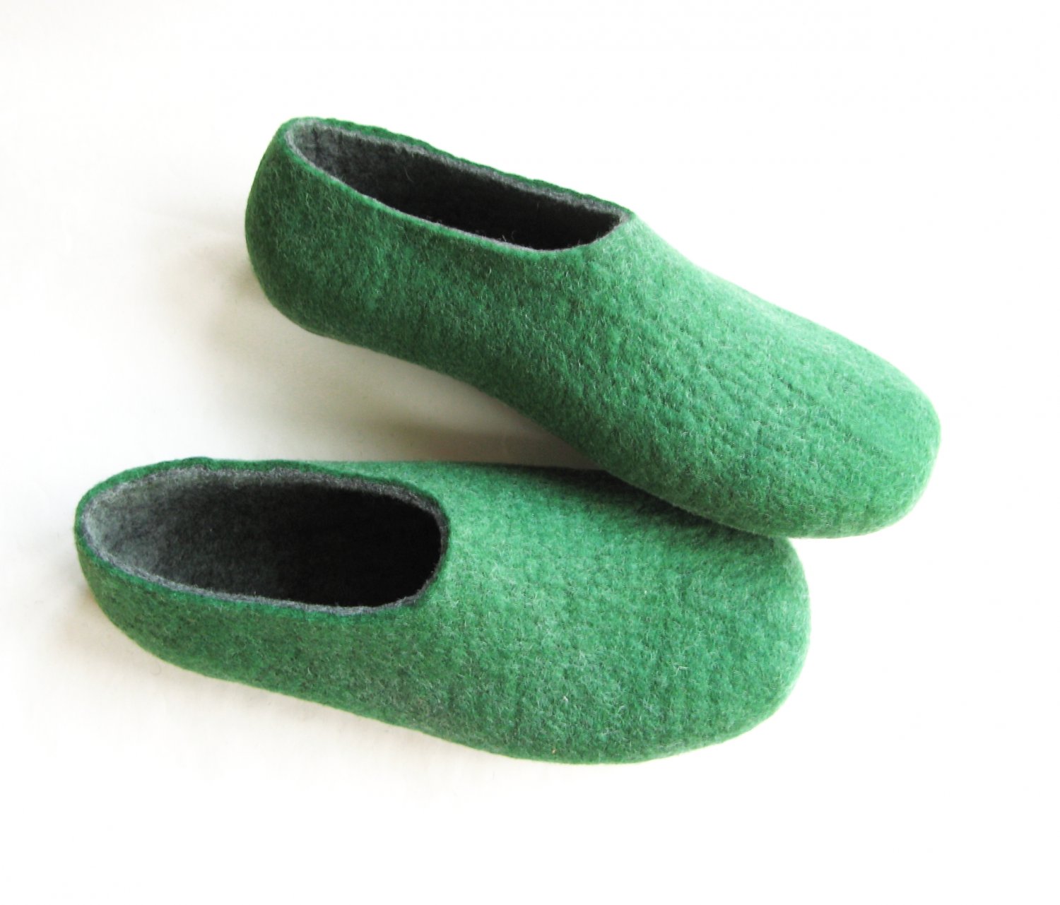 Men's Wool Slippers Green Gray. All sizes for Men
