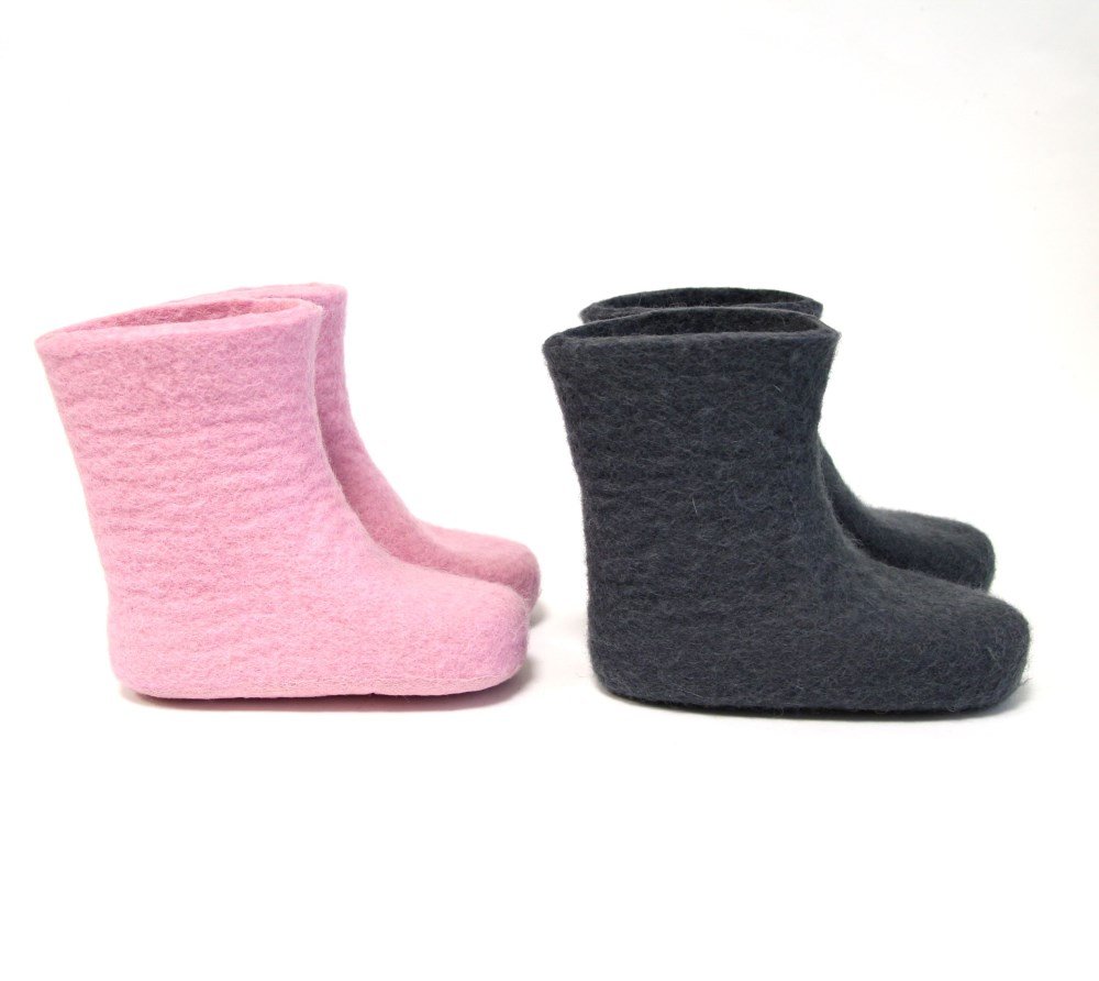 Wool Felt Kids Boots Mix Match Wool Color Rubber Sole