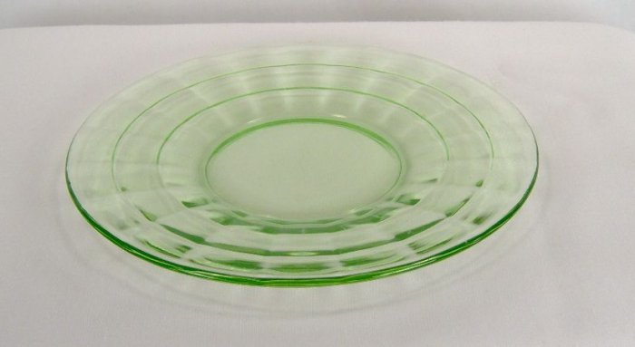 Hocking Green Block Optic Sherbet Plate