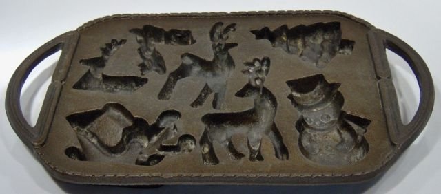 Cast Iron Christmas Reindeer Cookie Mold