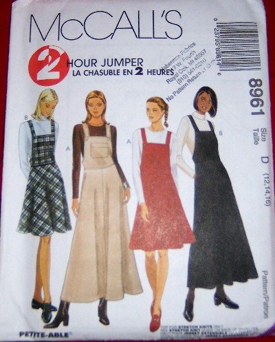 McCall's 8961 Jumper Dress Sewing Pattern Size Medium Large