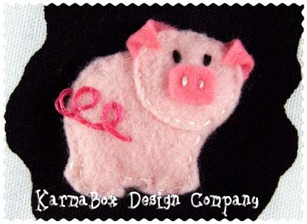 Pink Pig - Big Girl Felt Hair Clip