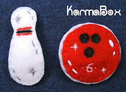 Bowling Pin & Ball Set - Big Girl Felt Hair Clips