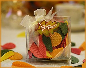 "Fall in Love" Leaf Soap Petals in Clear Box w/ Ribbon & Tag Wedding Favors