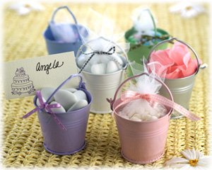 Set of 12 - Colored Tin Favor Pails Wedding Favors