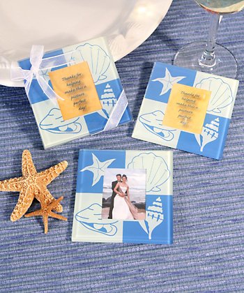 Beach-Themed Photo Coaster Favors (Set of 2)