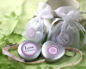 "Love Beyond Measure" Measuring Tape Keychain in Sheer Organza Bag Wedding Favors
