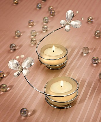 Crystal Butterfly Candle Holders - Clear or Pink